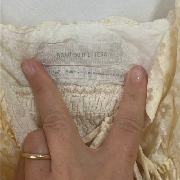 Urban Outfitters Riley Babydoll Mini Dress Sheer butter yellow burnout sz small - Picture 5 of 9